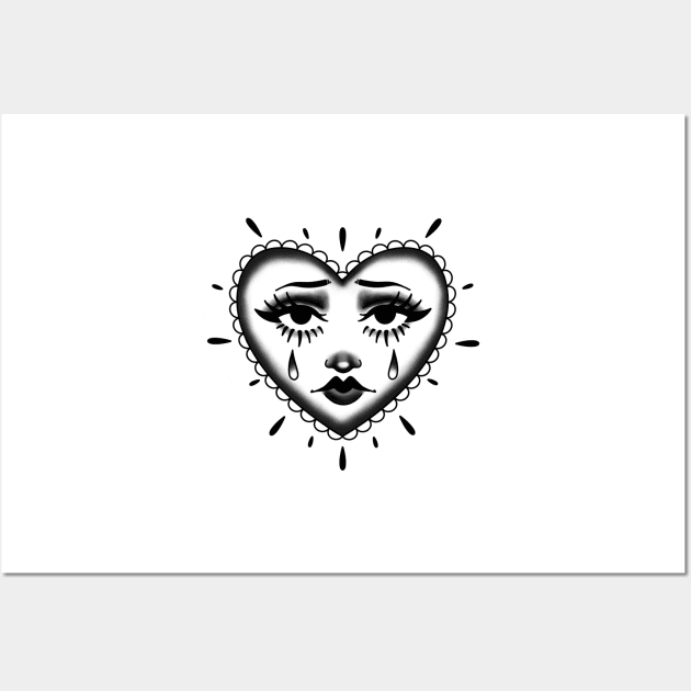 Crying Heart Lady Wall Art by drawingsbydarcy